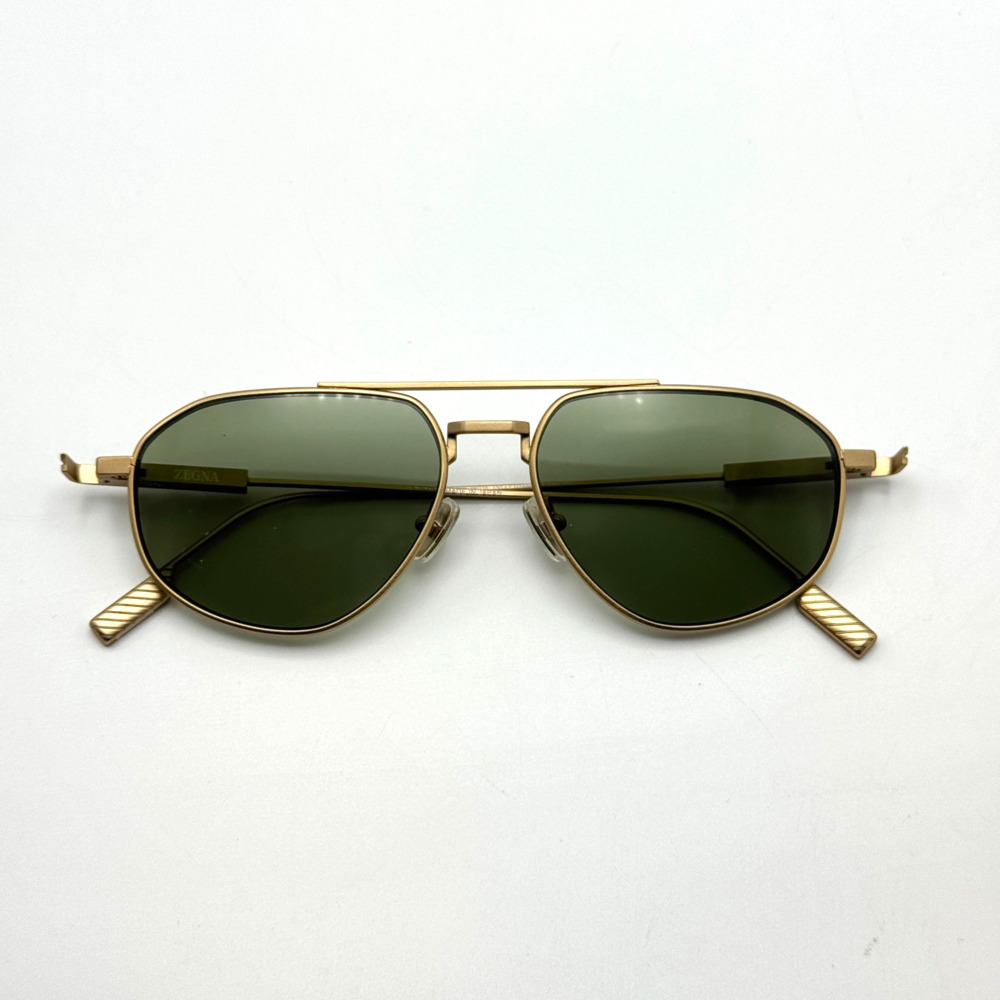 Ermenegildo Zegna Sunglasses EZ0289 35N Light Bronze Frame Green Lens 56mm New
